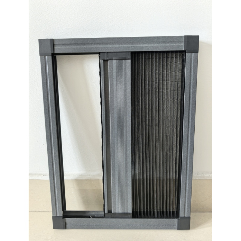 Close-up of retractable aluminum pleated screen mesh Close-up of retractable aluminum pleated screen mesh