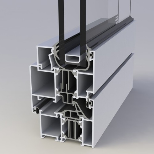 Thermal break aluminium window profile cross-section with PA66 strip and gasket grooves Thermal break aluminium window profile cross-section with PA66 strip and gasket grooves