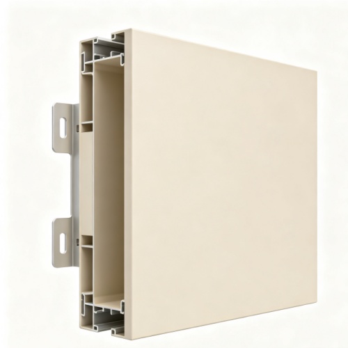 Aluminium veneer curtain wall panel with concealed fixing and interlocking edge detail Aluminium veneer curtain wall panel with concealed fixing and interlocking edge detail