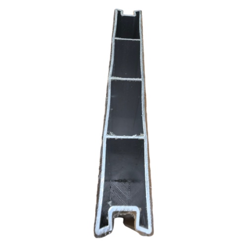 Aluminum decking board cross-section showing interlocking edge and surface texture Aluminum decking board cross-section showing interlocking edge and surface texture